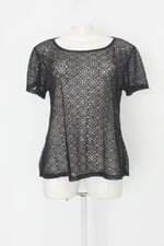 Blusa Linho Fino feminina preto com Transparência