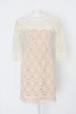 Vestido de Festa Lulu Collection feminina bege com Renda e Forro