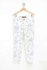 Calça de sarja enfim feminina estampada