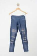 Calça de tecido feminina azul Cós com elástico