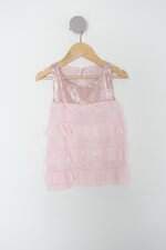 Vestido Infantil rosa com paetê e babado