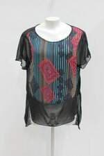 Blusa cheroy feminina estampada com Transparência e Barra Mullet