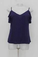 Blusa Juni feminina roxa estampa poás 