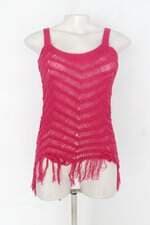 Regata de crochê feminino rosa com Franja