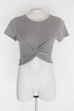 Blusa c&a feminina cinza com Franzido e Recortes