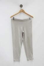 Calça de tecido feminina listrada