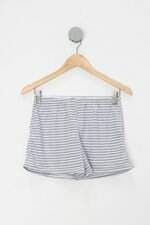 Short doll feminino cinza listrado 