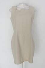 Vestido ponto a ponto feminino bege