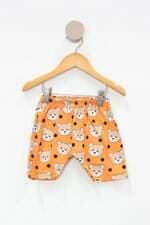 Shorts Infantil laranja estampado com cós com elástico 