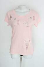 Blusa feminina rosa com Hotfix e Recortes