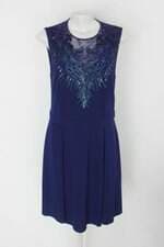 Vestido Roberto Cavalli feminino azul com Renda e Aplique