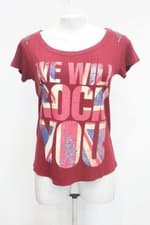 Camiseta rock caviar feminina vermelha com Silk